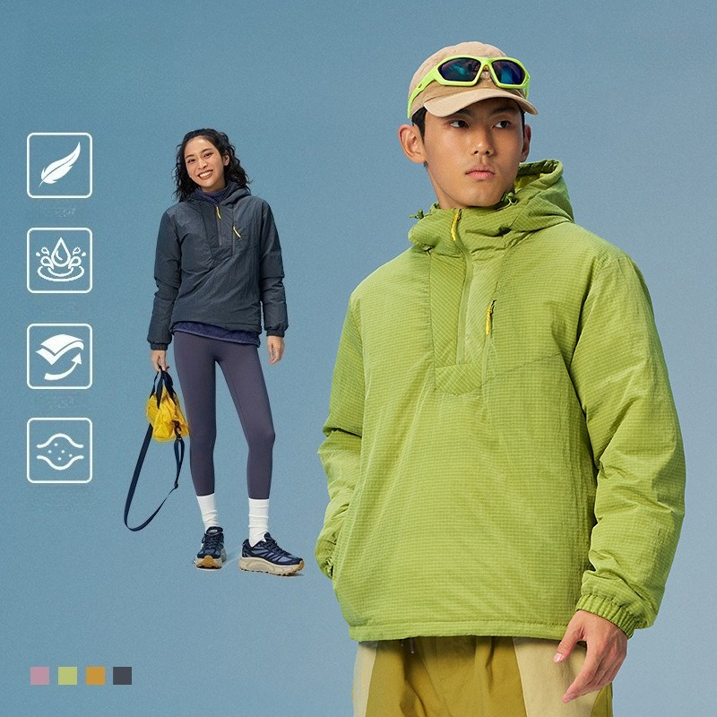 Winter Clothing Hiking - Casaco com capuz e meio zíper,