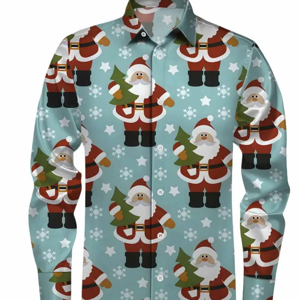 Winter Clothing Gift Ideas - Camisa masculina de manga comprida estampada
