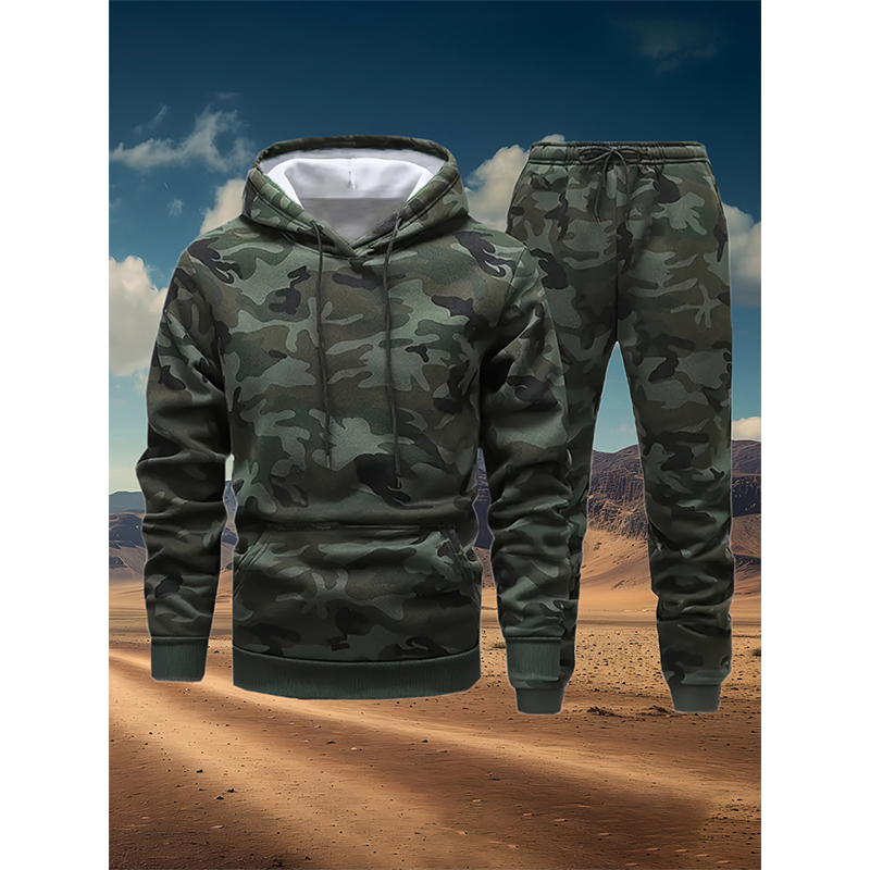 Winter Clothing For Women - Conjuntos de Moletom com Estampa Camuflada